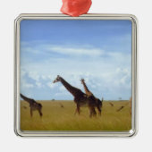 African Safari Giraffe: Kenya National Park Silbernes Ornament (Vorne)