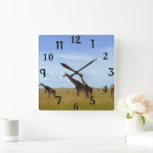 African Safari Giraffes Quadratische Wanduhr (Zuhause)