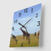 African Safari Giraffes Quadratische Wanduhr (Winkel)