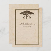 African Safari Giraffes & Tree Save the Date Ankündigungspostkarte (Vorne/Hinten)