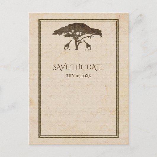 African Safari Giraffes & Tree Save the Date Ankündigungspostkarte (Vorderseite)
