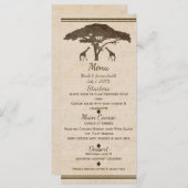 African Safari Giraffes Tree Vintage Wedding Menu Menükarte (Vorne/Hinten)