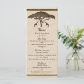 African Safari Giraffes Tree Vintage Wedding Menu Menükarte (Stehend Vorderseite)