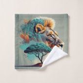 African Safari Lion Head Badhandtuch Set (Waschlappen)