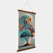 African Safari Lion Head Wandteppich Mit Holzrahmen (Gewinkelt)