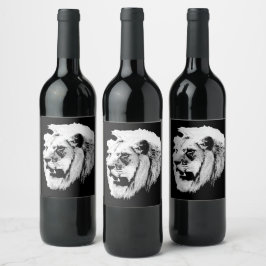 African Safari Lion Wine Label Weinetikett