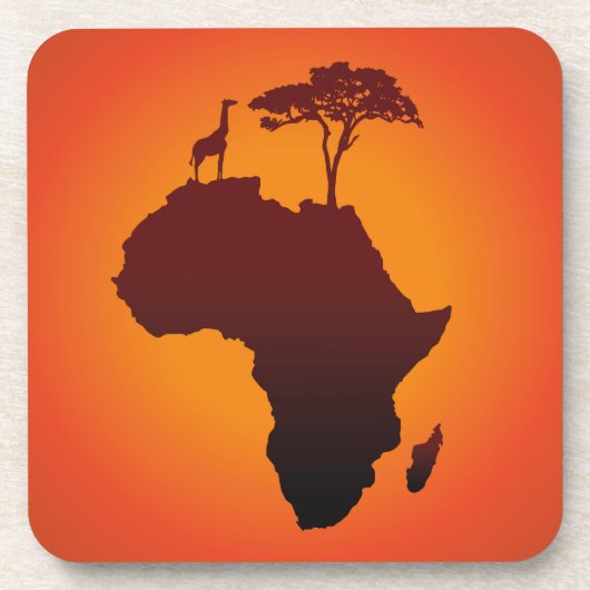 African Safari Map - Plastic Cork Untersetzer (Vorderseite)