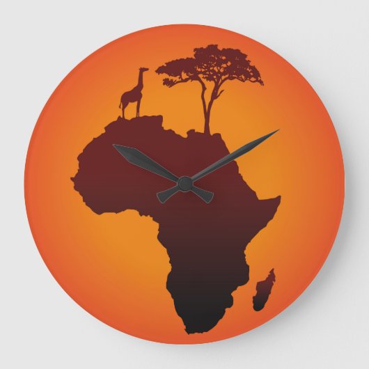 African Safari Map - Wall Clock Große Wanduhr (Vorderseite)
