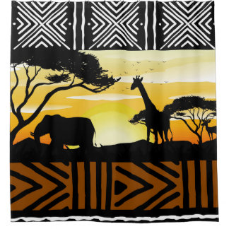 African Safari Scene Shower Curtain Duschvorhang