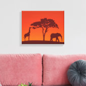 African Safari Silhouette - Canvas Print Leinwanddruck (Insitu (Wohnzimmer))