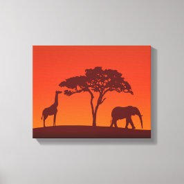 African Safari Silhouette - Canvas Print Leinwanddruck