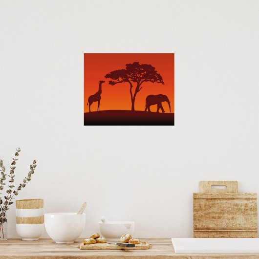 African Safari Silhouette - Plakatwerbung Poster (Küche)