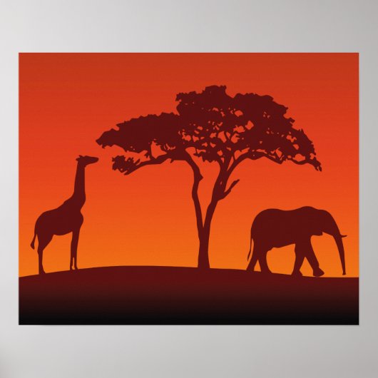African Safari Silhouette - Plakatwerbung Poster (Vorne)
