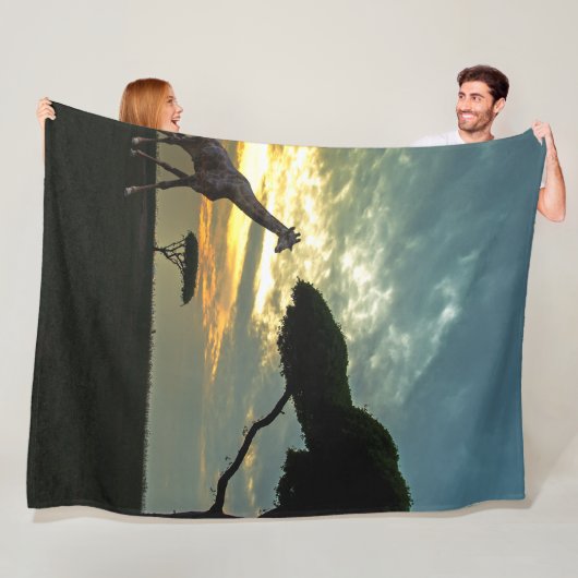 African Safari Sunset Animal Fleecedecke (Beispiel)