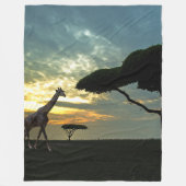 African Safari Sunset Animal Fleecedecke (Vorderseite)
