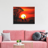 African Safari Sunset Animal Silhouetten Leinwanddruck (Insitu (Wohnzimmer))