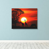 African Safari Sunset Animal Silhouetten Leinwanddruck (Insitu (Holzboden))