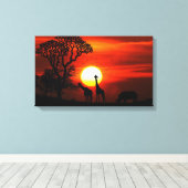 African Safari Sunset Animal Silhouetten Leinwanddruck (Insitu (Holzboden))