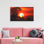 African Safari Sunset Animal Silhouetten Leinwanddruck (Insitu (Wohnzimmer))