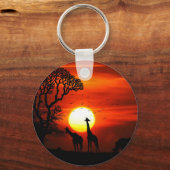 African Safari Sunset Animal Silhouetten Schlüsselanhänger (Vorderseite)