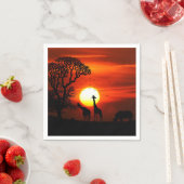 African Safari Sunset Animal Silhouetten Serviette (Beispiel)