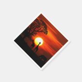 African Safari Sunset Animal Silhouetten Serviette (Ecke)