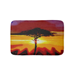 African Safari Sunset  Badematte