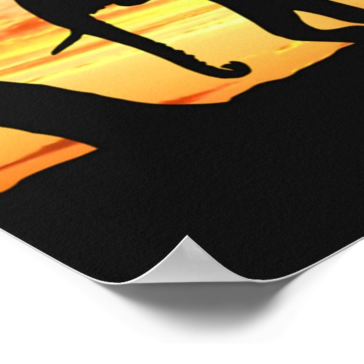 African Safari Sunset Elephant Silhouette Art Poster (Ecke)