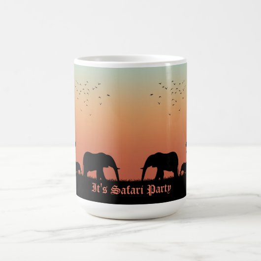 African Safari Sunset Elephant Silhouette Kaffeetasse (Mittel)