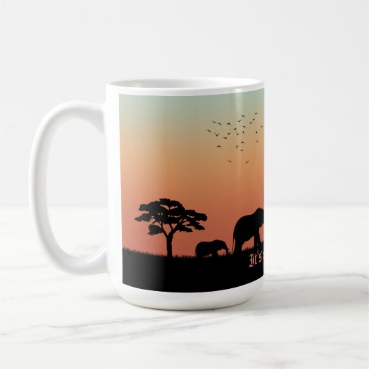 African Safari Sunset Elephant Silhouette Kaffeetasse (Links)