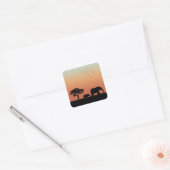 African Safari Sunset Elephant Silhouette Quadratischer Aufkleber (Umschlag)