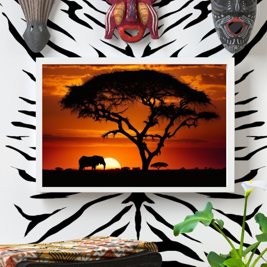 African Safari Sunset Fotodruck