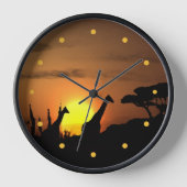 African Safari Sunset Giraffe Silhouette Art Uhr (Vorderseite)