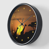 African Safari Sunset Giraffe Silhouette Art Uhr (Winkel)