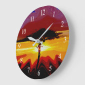 African Safari Sunset Große Wanduhr (Winkel)