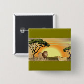 African Safari Sunset Lion and Lioness Button (Vorne & Hinten)