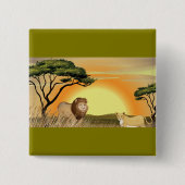 African Safari Sunset Lion and Lioness Button (Vorderseite)