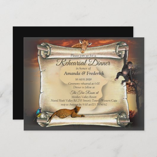 African Safari Sunset Probe Dinner Einladung (Vorne/Hinten)