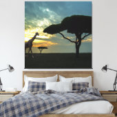 African Safari Sunset Stretched Canvas Print Leinwanddruck (Insitu (Schlafzimmer))