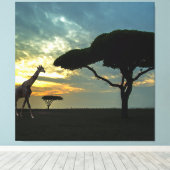 African Safari Sunset Stretched Canvas Print Leinwanddruck (Insitu (Holzboden))