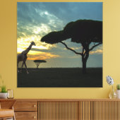 African Safari Sunset Stretched Canvas Print Leinwanddruck (Insitu (Wohnzimmer))