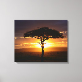 African Safari Sunset Stretched Canvas Print Leinwanddruck
