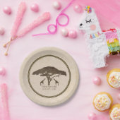 African Safari Two Giraffs & Tree Vintage Wedding Pappteller (Party)