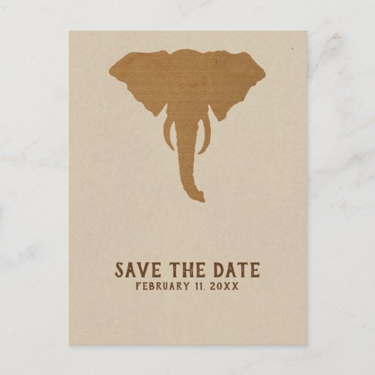 African Safari Vintag Elephant Save the Date Ankündigungspostkarte (Vorderseite)