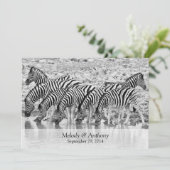 African Safari Zebra Wedding Einladung (Stehend Vorderseite)