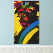 African Samurai Warrior Girl Leinwanddruck (Insitu (Holzboden))