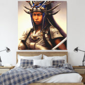 African Samurai Woman Fierce Leinwanddruck (Insitu (Schlafzimmer))