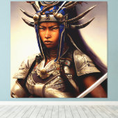 African Samurai Woman Fierce Leinwanddruck (Insitu (Holzboden))
