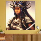 African Samurai Woman Fierce Leinwanddruck (Insitu (Wohnzimmer))