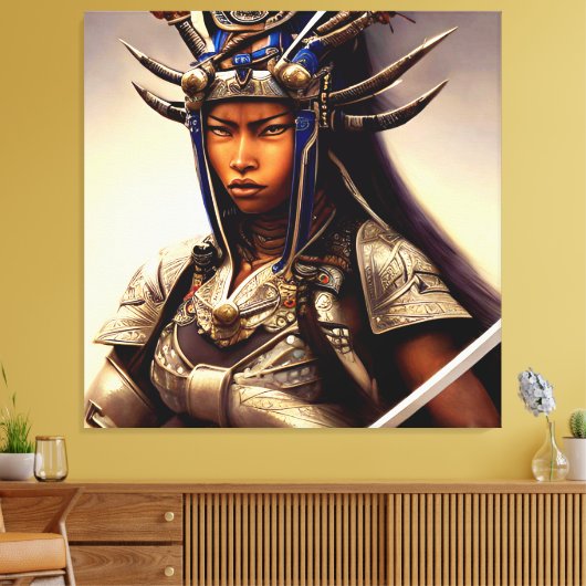 African Samurai Woman Fierce Leinwanddruck (Insitu (Wohnzimmer))